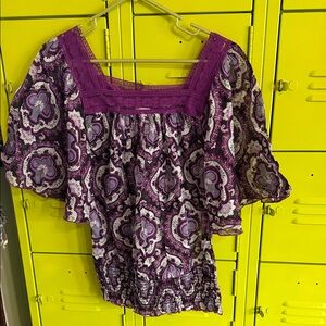 Love Squared Purple Paisley Blouse